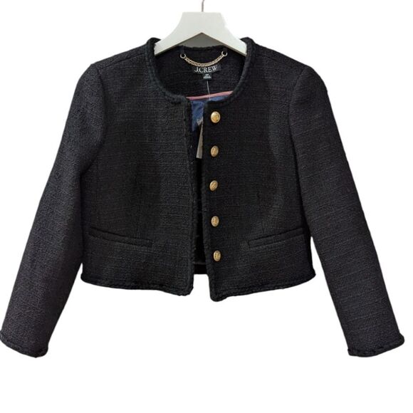 J.Crew Louisa Lady Jacket In Maritime Tweed Blazer Women's 00P Black BU036 NWT - Picture 6 of 15